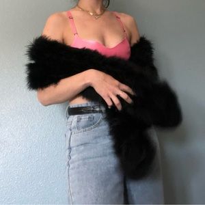 Maribou feather shawl pinup vintage couture goth emo rockabilly fashion